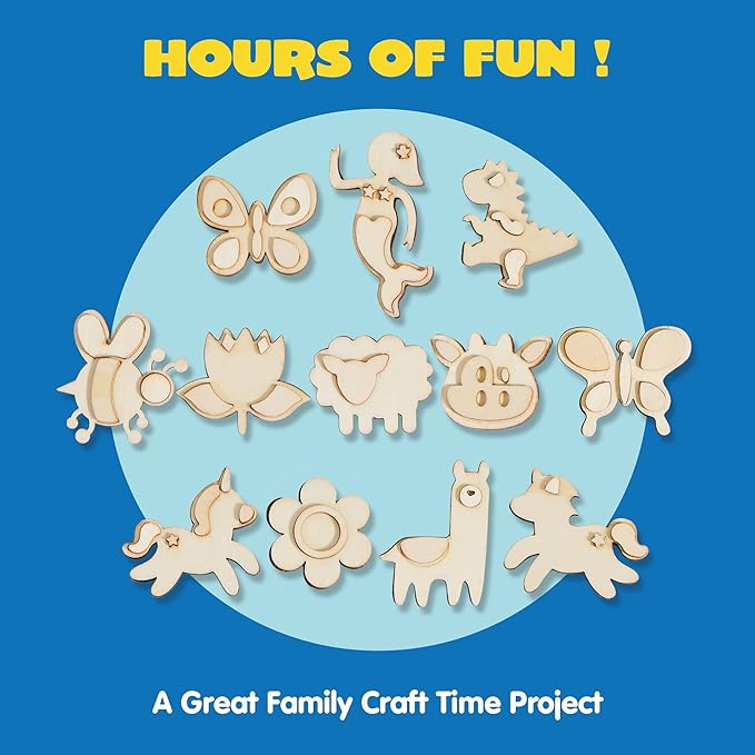 JOYIN 12 pcs Wooden Magnets, Spring Arts & Crafts for Boys and Girls, Children Painting Craft Activities Kit, Craft Toys Gifts for Birthday Easter