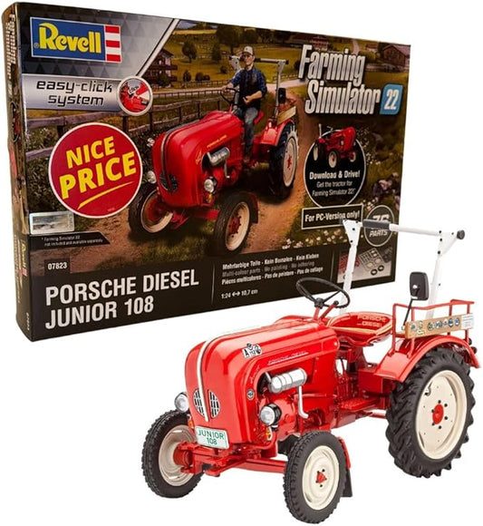 Revell 07823 Porsche Junior 108 (Easy-Click) Model Kit 1:24 Scale-Farming Simulator Edition