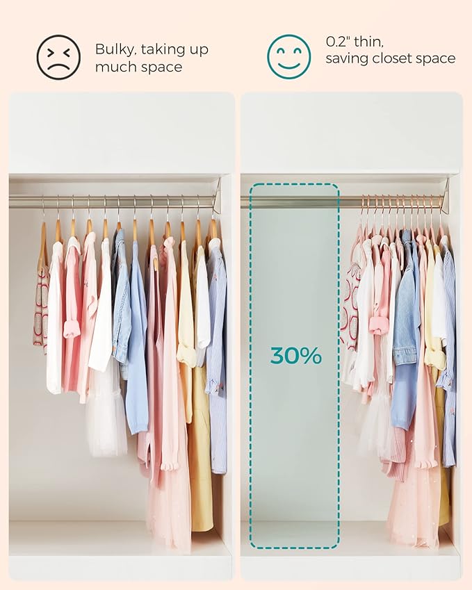 SONGMICS Baby Hangers 30 Pack, Kids Hangers for Closet, 11.8 x 8.1 Inches, Rose Gold 360° Swivel Hooks, Space-Saving Clothes Hangers, Velvet Hangers for Nursery, Non-Slip, Jelly Pink UCRF027P30