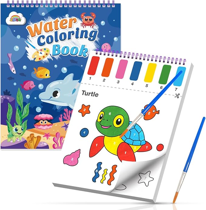 ZMLM Paint with Water Books for Kids - Easter Basket Stuffers Mess Free Coloring Activity for Toddlers - Arts & Crafts Gifts Toys for Valentines Birthday Christmas Boy Girls Ages 4 5 6 7 8(Sea)