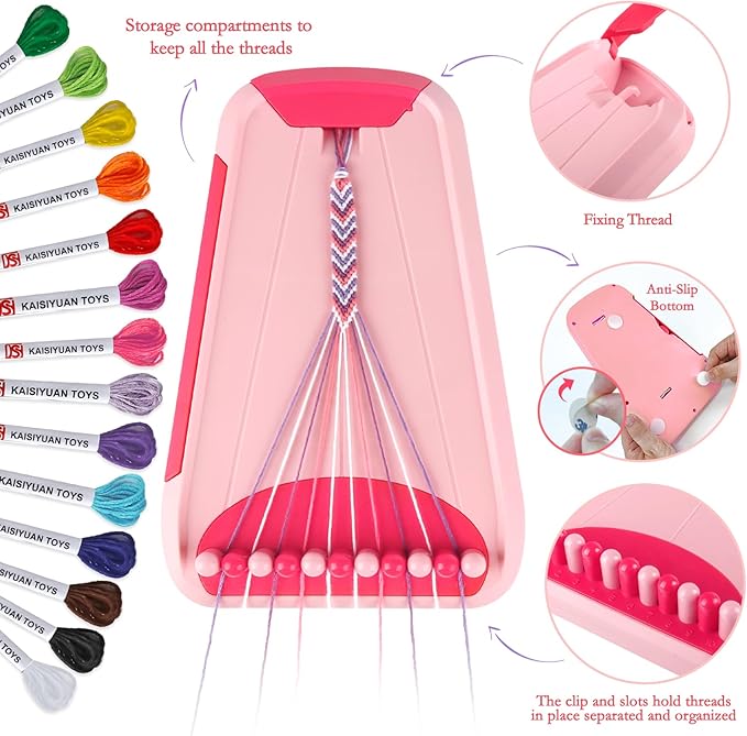 Rdfmy Friendship Bracelet Making Kit for Girls, Arts and Crafts Bracelets String Maker Kit for Kids Ages 8-12 Christmas Birthday Gifts