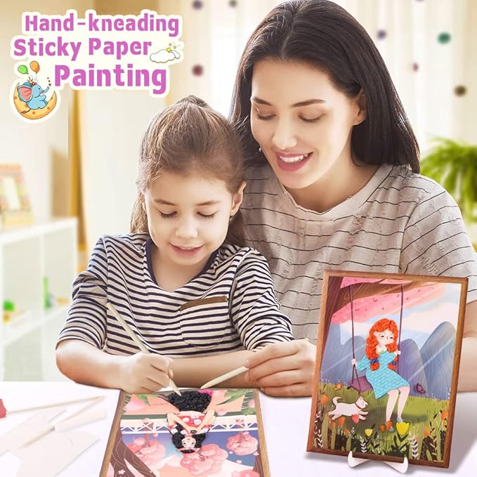 Yohelly 8 Pcs DIY Sticky Mosaic Art Crafts Early Learning Games Art Kit for Preschool Toddlers Boys and Girls