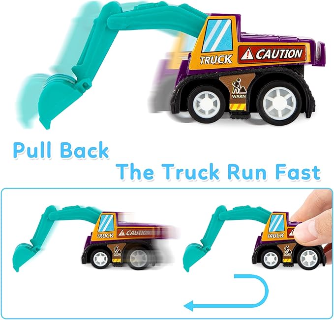 ThinkMax Sand Kit for Kids, 3lbs Sand, 6 Mini Construction Trucks, Construction Toys and Signs, Castle Sand Molds Tools, Foldable Box and Storage Bin Tote, 43PCS Sand Set for Boys Grils