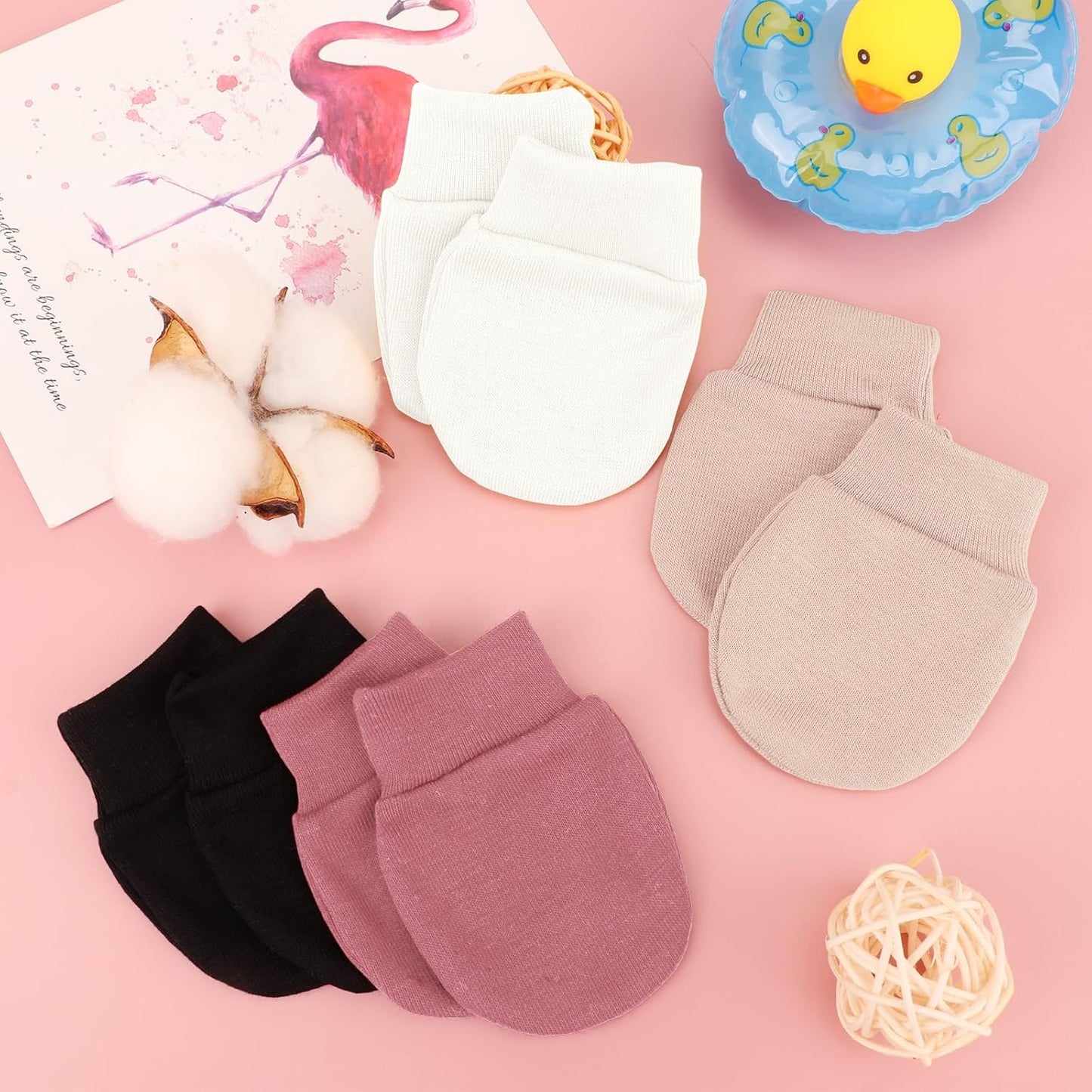 Newborn Baby Mittens No Scratch Cotton Elastic Wrist Gloves Infant Toddler Mittens for Baby Boy Girl 0-6 Months