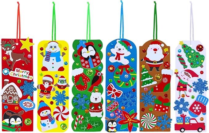Winlyn 36 Sets Christmas Craft Kits Winter Crafts DIY Christmas Ornaments Art Sets Snowman Reindeer Pine Tree Penguin Christmas Foam Stickers Arts and Crafts for Kids Holiday Classroom Activities