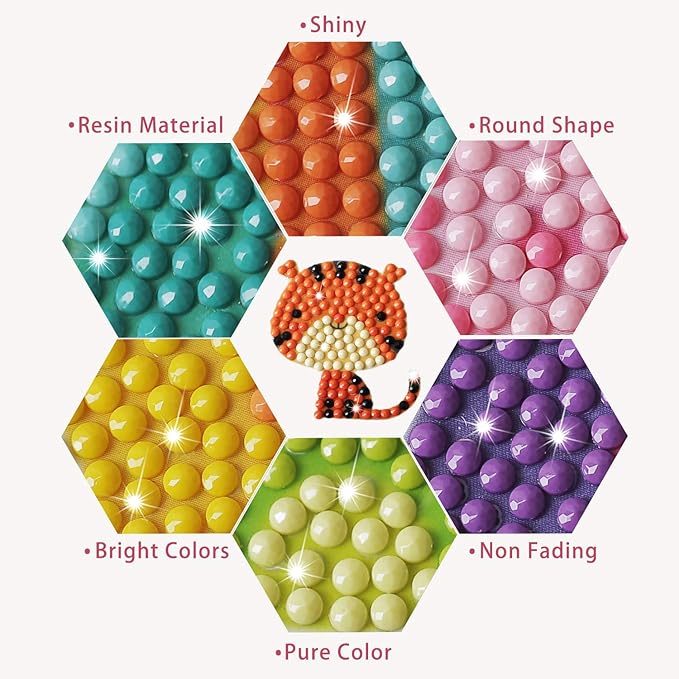 sinceroduct Diamond Art Kits for Kids, 64 Pcs Diamond Art Stickers Crafts for Kids Ages 4-6-8-12, 5D DIY Animals Gem Art Stickers Kits for Girls Boys Adults Beginners, Christmas Diamond Art Gifts