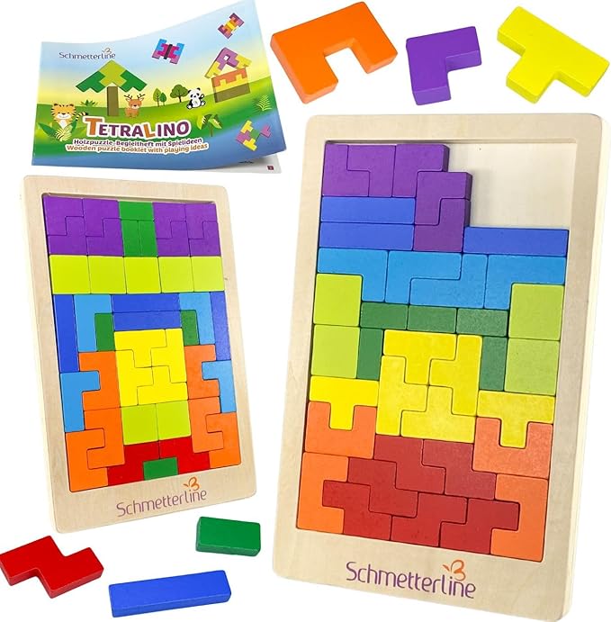 Wooden Puzzle Montessori Toy Boost The Intelligence and Logic of Your Kid 3D Blocks STEM Game Educational Gift for Kids 2 Boards & Spare Parts incl. (88 PCS)