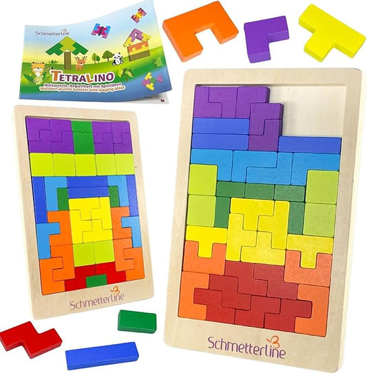 Wooden Puzzle Montessori Toy Boost The Intelligence and Logic of Your Kid 3D Blocks STEM Game Educational Gift for Kids 2 Boards & Spare Parts incl. (88 PCS)