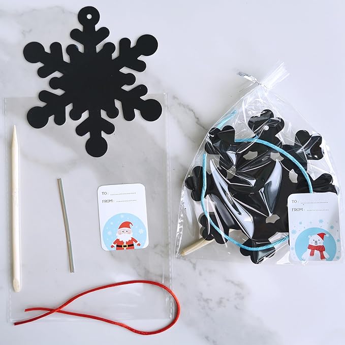 Winlyn 56 Sets 8 Styles Magic Color Scratch Snowflake Ornaments Christmas Scratch Art Decorations Christmas Craft Kits Winter Crafts for Kids Party Favors Holiday Seasonal Home Classroom Activities