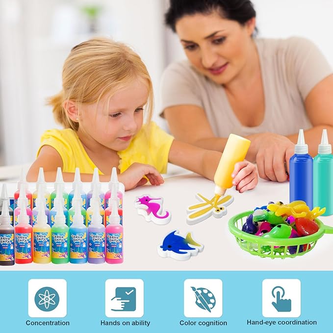 OFIGAS 20PCS Magic Water Toy Kit, 60ml Magic Water Set with 24 Shape Molds,Handmade Water Toys Modern Mint, Handmade Water Toy, Creative Magic Water Toy Creation kit for Kids Birthday Present