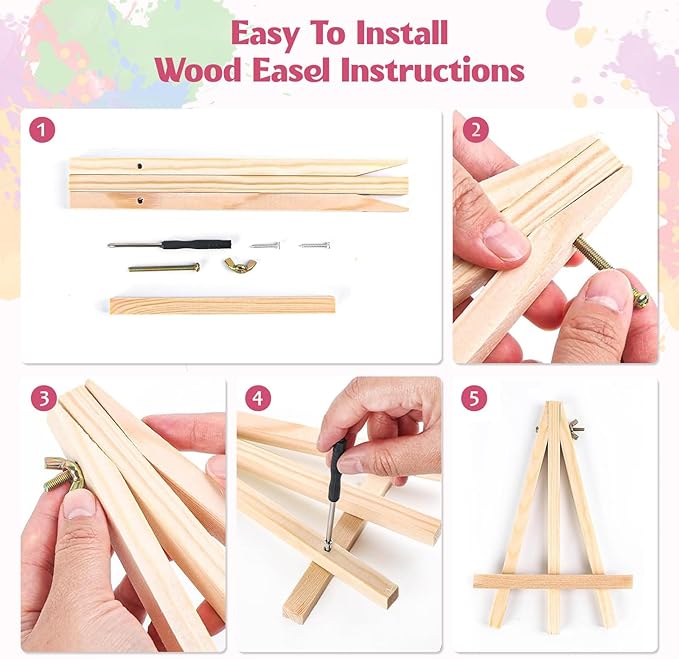 MISCER 4 Pack Paint by Numbers for Adults Beginner,Flowers Paint by Number Kits with Easel, DIY Acrylic Oil Painting Suitable for Home Decoration (8 * 12 Inch)