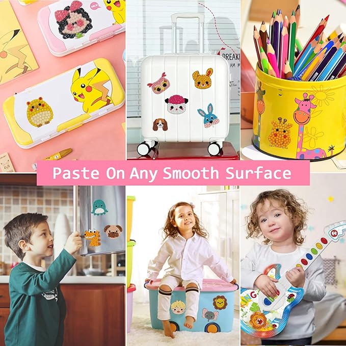 sinceroduct 64PCS Diamond Stickers Kits for Kids and Adult Beginners - Shaped Paint Marked with Diamonds by Numbers, Diamond Art for Kids Art and Crafts, Kids Gift