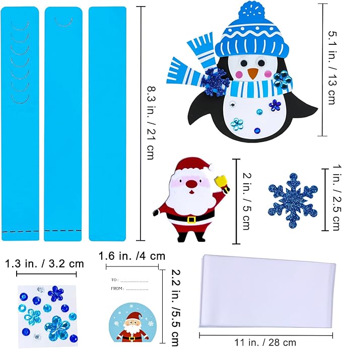 Winlyn 24 Sets Winter Craft Kits Christmas Crafts DIY Winter Holiday Headbands Craft Kits Snowflake Snowman Penguin Foam Stickers Winter Arts and Crafts for Kids Classroom Art Activities Party Favors