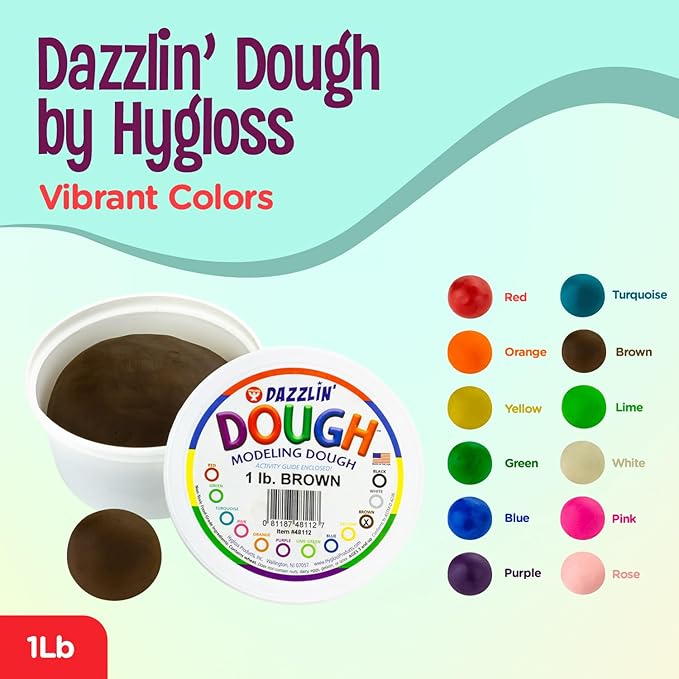 Hygloss Play Modeling Dough - Brown Dough Unscented - Safe & Non-Toxic for Kids Arts & Crafts - Party Favors - Classroom Supplies - 1lb