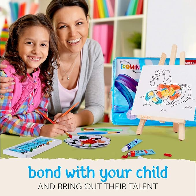 Paint Set for Kids | Premium Art Supplies for Boys & Girls | 27 Piece Washable Paint Set Includes Canvas Panels Paint Brushes Kids Apron Tabletop Art Easel & Storage Travel Bag