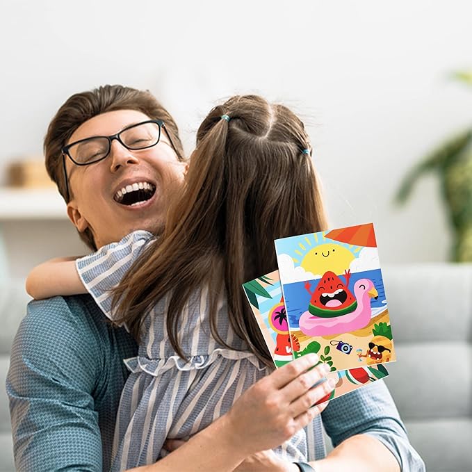 Dvbonike 24Pcs Watermelon Coloring Books Summer Themed DIY Color-in Pages with Seaside Beach Sunglasses Drawing Party Favors Gifts Home School Classroom Game Art Activity Supplies for Kids Age 4-8