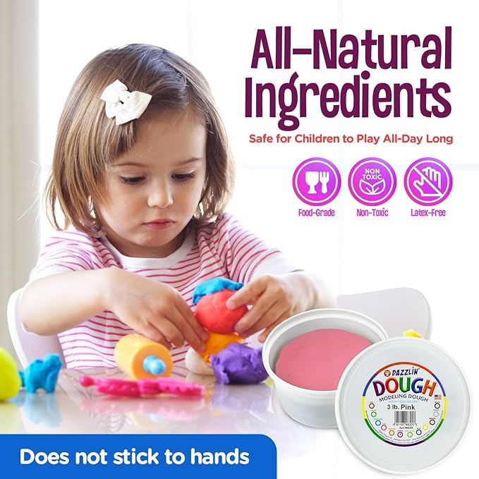 Hygloss Play Modeling Dough - Pink Dough Unscented - Safe & Non-Toxic for Kids Arts & Crafts - Party Favors - Classroom Supplies - 1lb