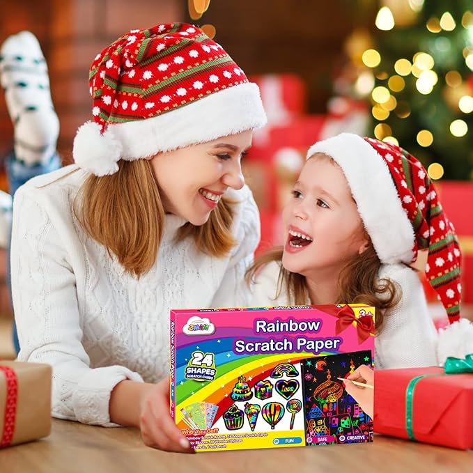 ZMLM Scratch Paper Art-Craft for Girls: Rainbow Scratch Magic Drawing Set Paper Pad Board Supply Kit Girl Project Activity for 3-12 Age Kid Toy Holiday|Party |Birthday|Children's Easter Day Gift