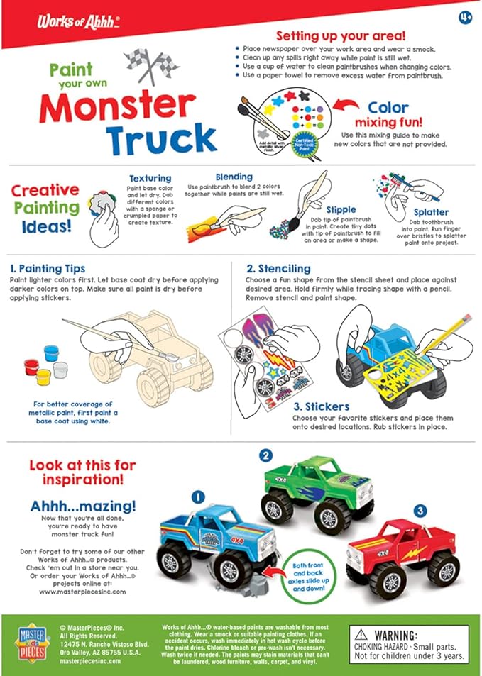 Works of Ahhh... Craft Set - Monster Truck Premium Wood Paint Kit