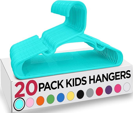 Utopia Home 20 Pack Kids Hangers - 11.5 Inch Plastic Baby Hangers for Closet - Childrens Hanger for Clothes & Infant Hanger for Closet - Ideal for Everyday Standard Use (Teal)