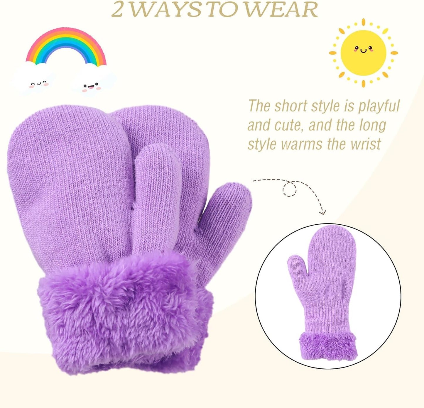 PESAAT Baby Girl Mittens Fleece Toddler Boy Mittens Warm Kids Winter Gloves Unisex Cold Weather Baby Gloves