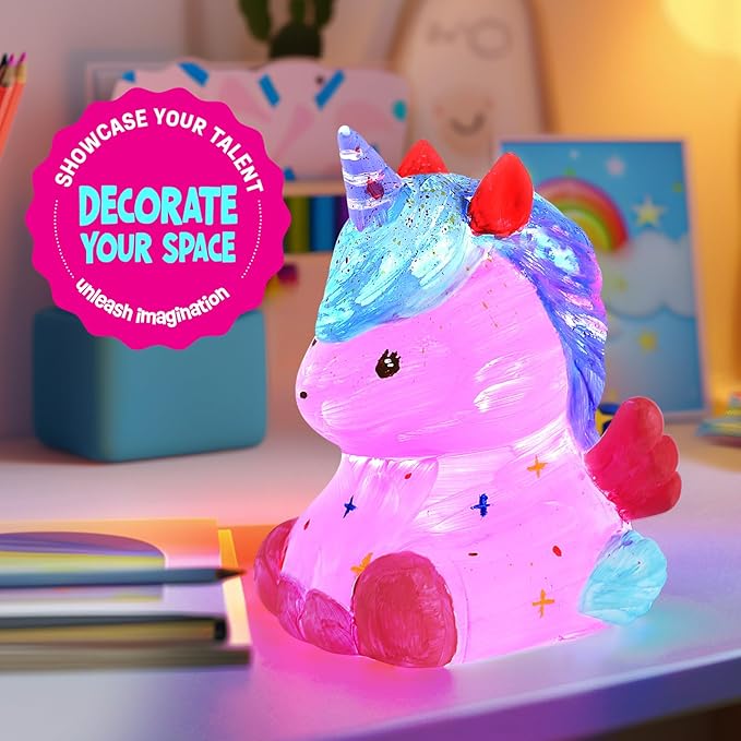 Paint Your Own Unicorn Lamp Kit, Art Supplies Arts & Crafts Kit, Painting kit for Kids 6-12, Arts and Crafts for Kids Ages 8-12, Toys Girls Boy Birthday Gift Ages 3 4 5 6 7 8 9 10 11 12+