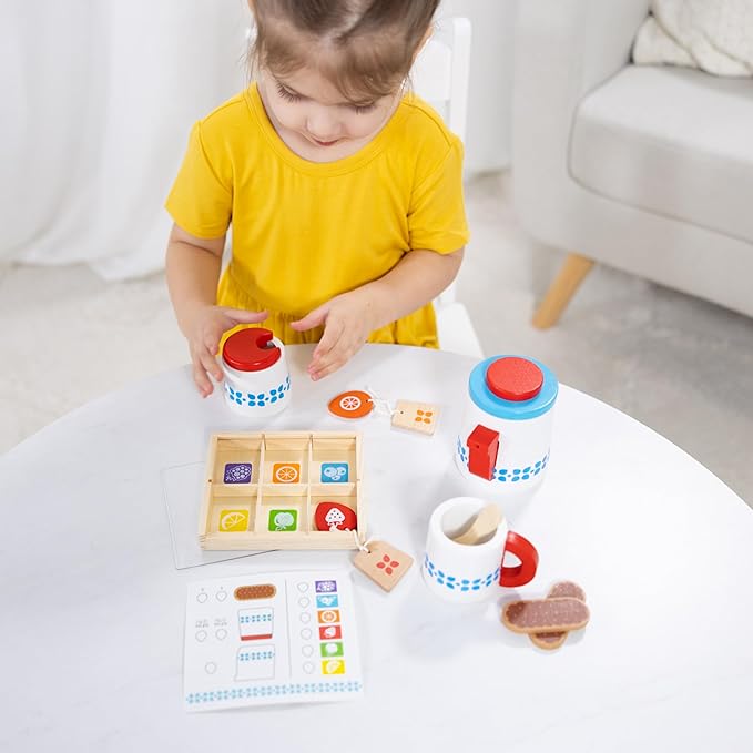 Melissa & Doug 20-Piece Steep and Serve Wooden Tea Set - Play Food and Kitchen Accessories Play Tea Set, Pretend Toy For Kids Ages 3+