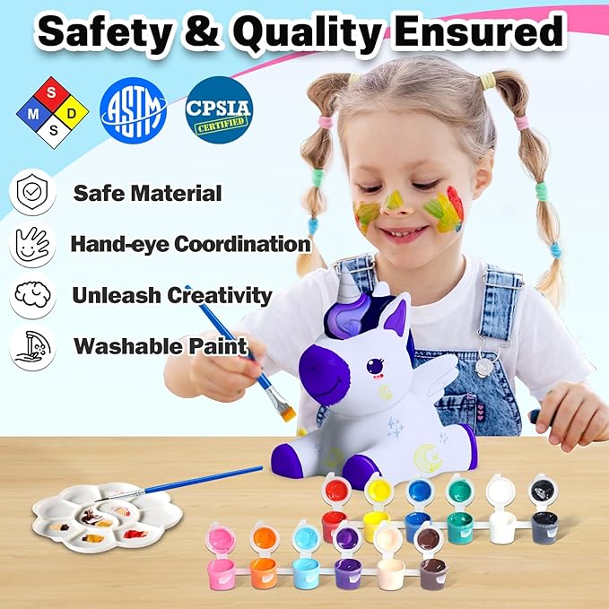 FUNZBO Paint Your Own Unicorn Lamp - Arts and Crafts for Kids Ages 8-12, Art & Craft Supplies Painting Kits for Kid 4-8, Unicorn Toys Gift for Toddler Teen Girl Age 3 5 6 7 9 10 11 12 Christmas Craft