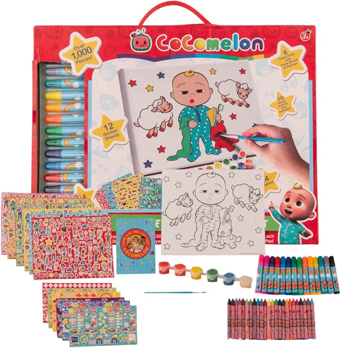 Innovative Designs Cocomelon Creative Coloring Canvas Painting and Activity Set for Kids, 1000+ pcs