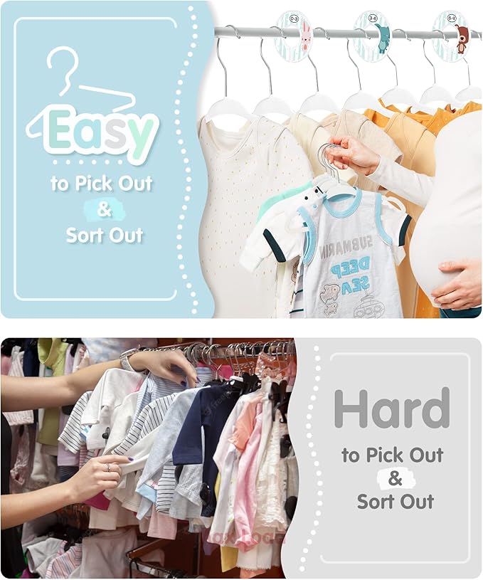 Baby Hangers, VIS'V 11 Inch White Velvet Kids Hangers with 6 Pcs Size Dividers Non Slip Nursery Children Closet Clothes Hangers for Infant Toddler Girls and Boys 30 Pcs