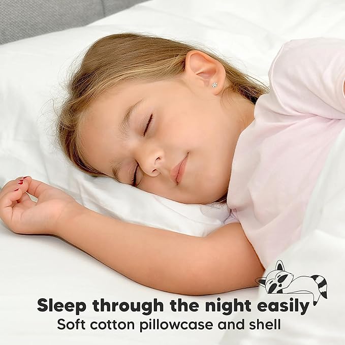 Toddler Pillow with Pillowcase - 13x18 My Little Dreamy Pillow, Organic Cotton Toddler Pillows for Sleeping, Kids Pillow, Travel Pillows, Mini Pillow, Nursery Pillow, Toddler Bed Pillow (Soft White)