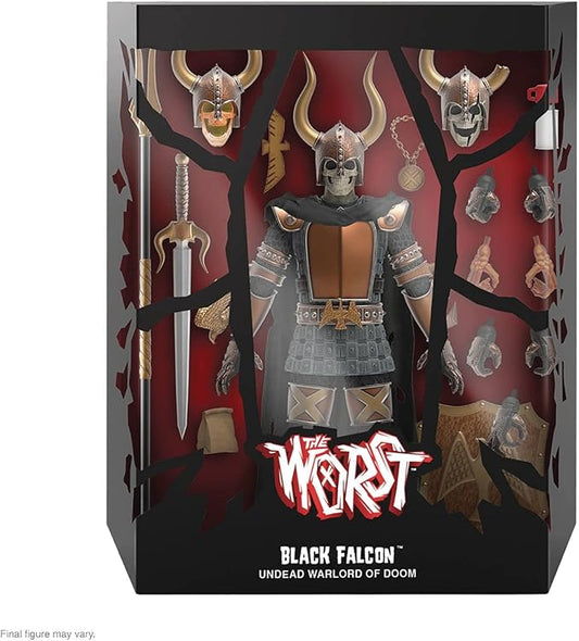 Super7 ULTIMATES! The Worst Black Falcon - 7" The Worst Action Figure with Accessories Collectibles and Retro Toys