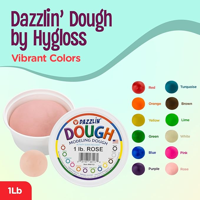 Hygloss Play Modeling Dough - Rose Dough Unscented - Safe & Non-Toxic for Kids Arts & Crafts - Party Favors - Classroom Supplies - 1lb