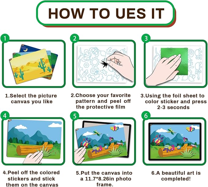 SOOVSY 200 Sheets Insect Foil Art Fun Kit for Kids, Foil Art for Kids Crafts Kit DIY Creative Activity Birthday Christmas Gift Travel Toys for 4 5 6 7 8 9 Years Old Kids Girls Boys