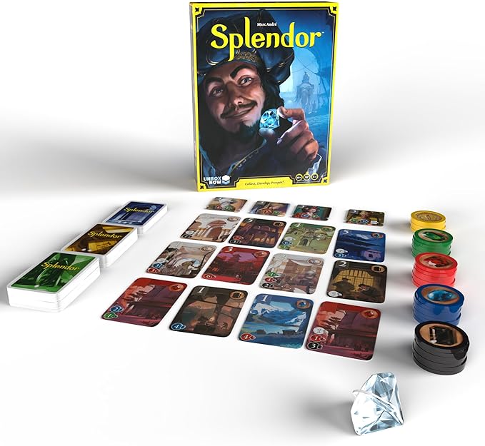 Splendor Board Game (Packaging May Vary) - Master The Art of Wealth and Prestige! - Engaging Gem Minding Strategy Game for Kids & Adults, Ages 10+, 2-4 Players, 30 Min Playtime, Made by Space Cowboys