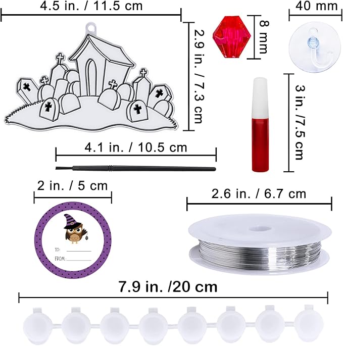 Winlyn 27 Sets Halloween Suncatchers Ornaments Decorations DIY Window Paint Art Suncatchers Halloween Craft Kits Jack-O'-Lantern Bat Ghost Skull Sun Catchers for Kids Classroom Activities Art Project