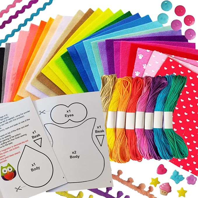 ARTIKA Owl Themed Kids Sewing Kit with Booklet, Stencil & Travel Case