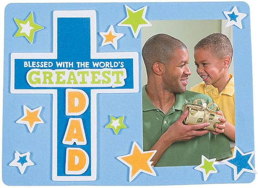 Religious Father‘s Day Picture Frame Magnet Craft Kit - Makes 12 - DIY Craft Gifts for Kids, Sunday School Activities