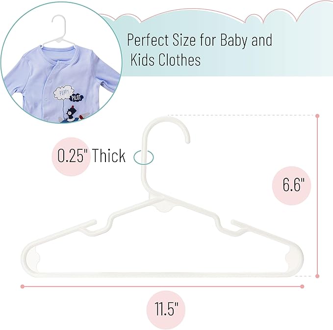 Mr. Pen- Kids Plastic Hangers, 20 Pack, White Baby Hanger, Childrens Hangers for Clothes, Baby Hangers for Closet, Kids Hangers, Baby Clothes Hangers, Toddler Hangers, Kid Hangers, Hangers for Kids