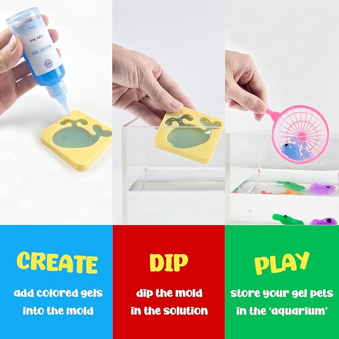 Aqua Fairy Water Gel Kit, Magic Water Elf Toy Kit with 20 Bottles of Magic Gel, 15 Molds, DIY STEM Toys, Water Squishy Kit for Kids, Fun Activity Kit for Ages 3+, Crafts for Kids Ages 4-8