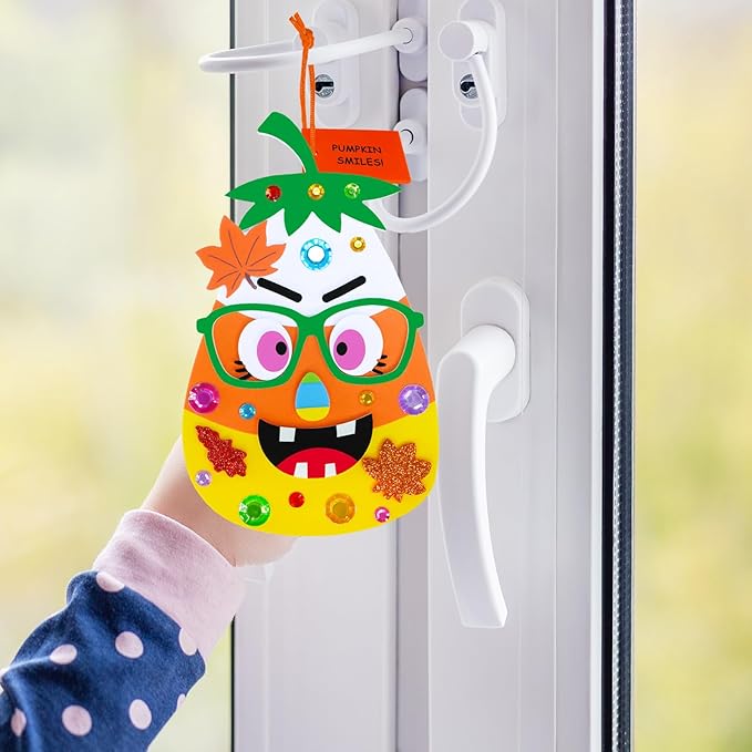 Winlyn 24 Sets Halloween Craft Kits for Kids Goofy Candy Corn Foam Individual Craft Kits Fall Arts and Crafts Autumn Foam Stickers for Kids Thanksgiving Halloween Home Classroom Activities Party Favor