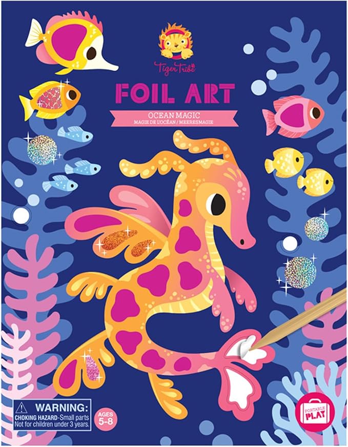 Tiger Tribe: Foil Art - Ocean Magic - Activity Set, Foil Sheets, Art Cards, Ocean Themed Illustrations, Create Underwater Wonderland, Kids Ages 5+