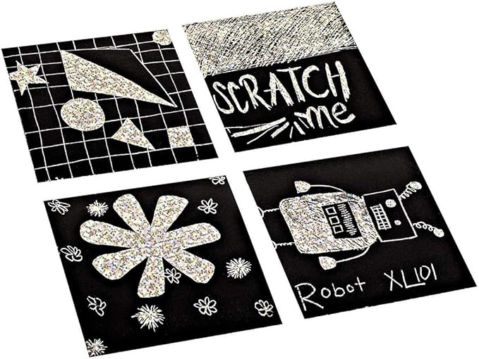 Rainbow Scratch Mini Art Notes 300 Sheets Scratch Off Paper Cards with 6 Wooden Stylus for Kids Arts Craft Kits for Girls Boys Games Party Favors Birthday Halloween (SP300)