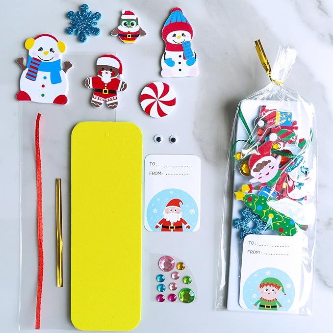 Winlyn 36 Sets Christmas Craft Kits Winter Crafts DIY Christmas Ornaments Art Sets Snowman Reindeer Pine Tree Penguin Christmas Foam Stickers Arts and Crafts for Kids Holiday Classroom Activities
