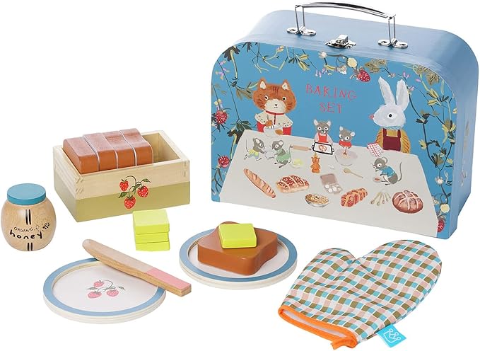 Manhattan Toy Forest Tales 17-Piece Pretend Bread Baking and Serving Set for Two with Carrying Case