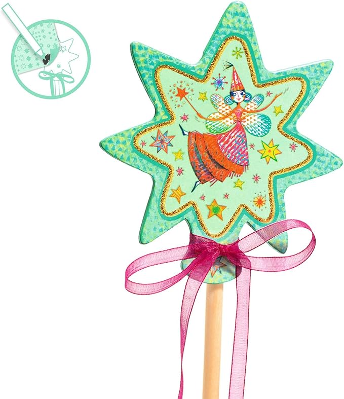 DJECO DIY Little Fairies Magic Wand Craft Kit - Create Your Own Fairy Wand - Arts & Crafts for Little Ones - Fun & Creative for Family & Friends - Creative Kit for Children 5+ Years