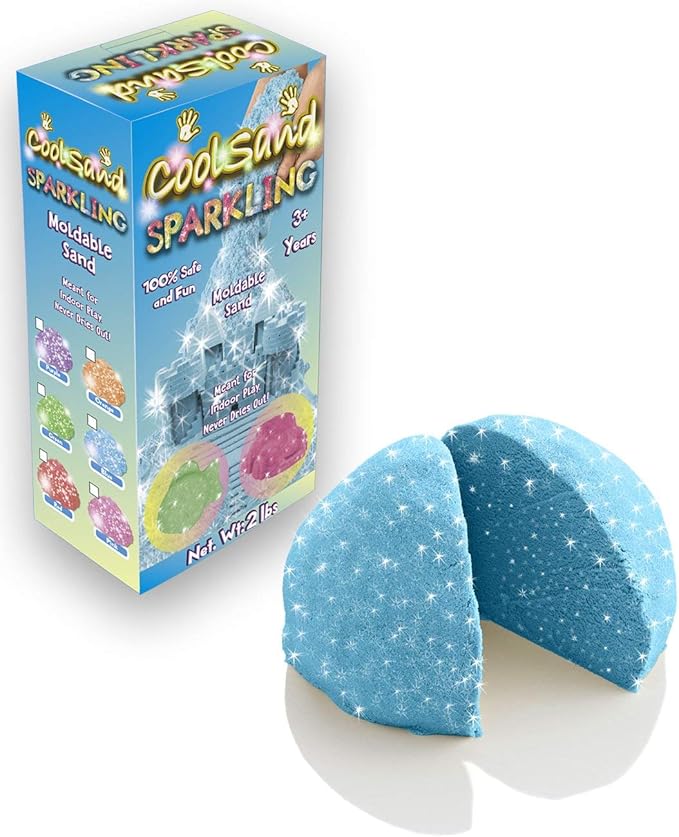 Sparkling Blue Sapphire 2 Pound Refill Pack - Moldable Indoor Play Sand in Resealable Bag