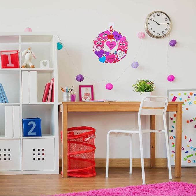 Winlyn 12 Sets Heart Wreath Ornaments Decorations Valentine Crafts Kits for Kids Classroom DIY Valentine's Day Heart Wreath Assorted Heart Cutouts Foam Stickers Googly Eyes Valentine Gift Exchange