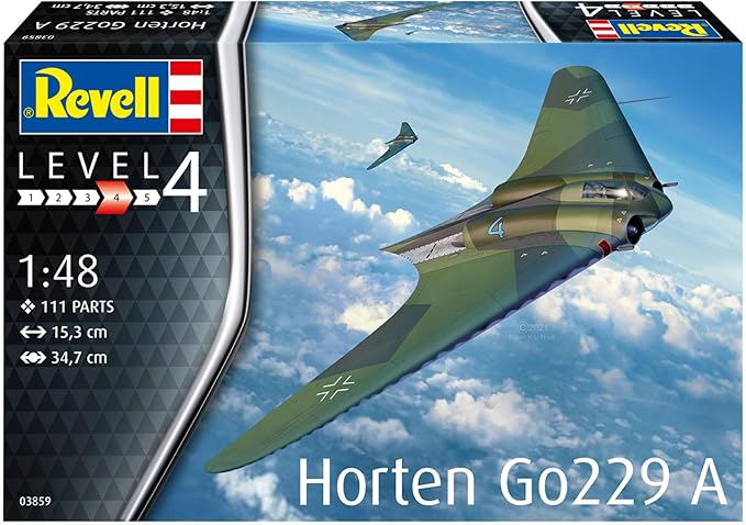 Revell 03859 Horten Go229 A-1 Model Kit 1:48 Scale, Unvarnished