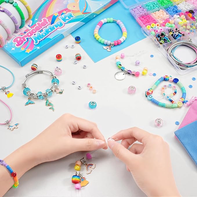 ZOOI Bracelet Making Kit for Girls, Arts and Crafts for Kids Girls Ages 8-12, Girls Toys Age 6-8, Friendship Charm Bracelet Making Kit, Jewelry Making Kit for Girls, Gifts for 6-12 Year Old Girl